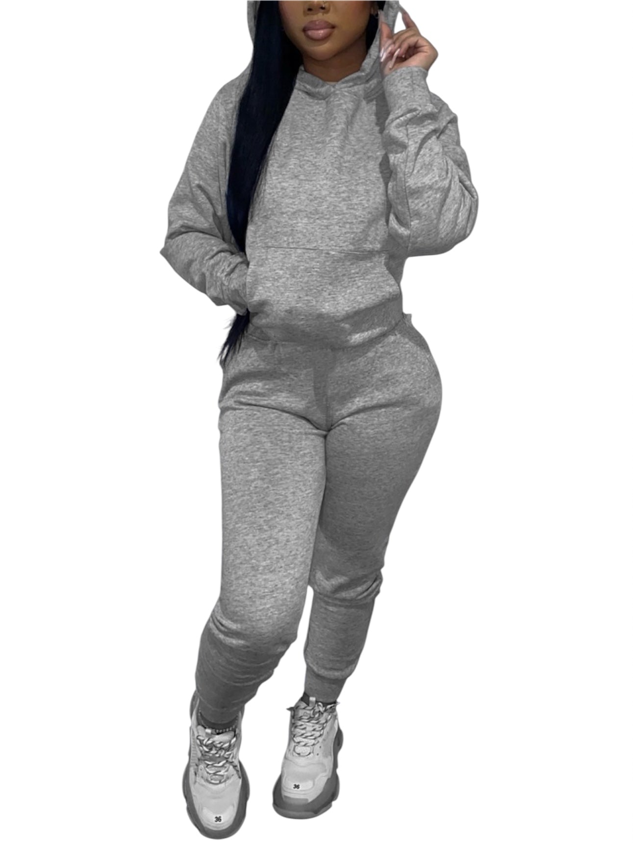 Casual 2pcs Crop Top or Regular Hooded Collar Set